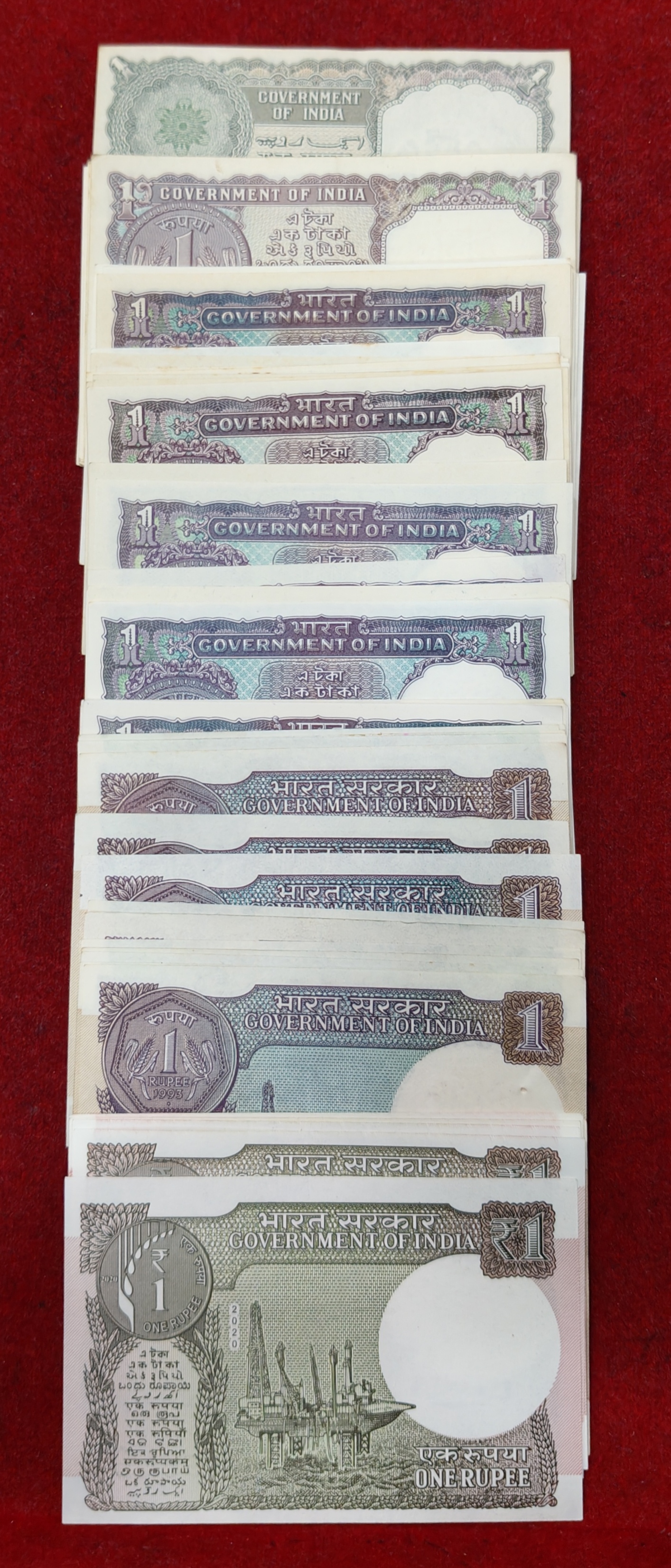 62 Note Signature 1 Rupees UNC Set (See Description) #A-4