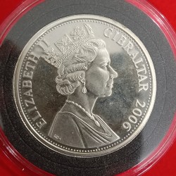 Alternative view of Rare Queen Elizabeth One Crown Proof Coin 80th birthday of Queen Elizabeth II Year 2006 Gibralter