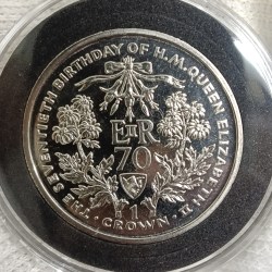 Rare Queen Elizabeth One Crown Proof Coin 70 Th Birthday Of Queen Elizabeth "Iske of Man" 1996 Year Proof Coin