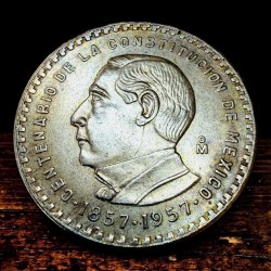 Alternative view of Mexico 1957 Issue 5 Pesos Silver Issue Ultra Unique and Rare