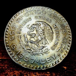 Mexico 1957 Issue 5 Pesos Silver Issue Ultra Unique and Rare