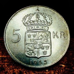 Sweden 5 Kronor 1955 Silver Issue Ultra Unique and Rare