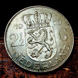 Netherlands 2 and Half Gulden 1960 Silver Issue Ultra Unique and Rare