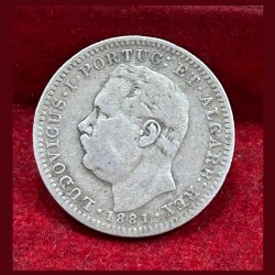 India, Portuguese ½ Rupia 1881 - Luíz I Calcutta Rare Silver Coin