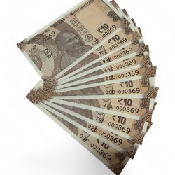 Rs 10 India Banknote Set 000369 Number 10 Note Set Unique and Rare