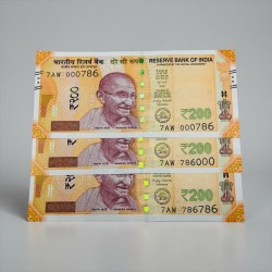 Rs 200 India Banknote Same Prefix Set 786786 786000 and 000786 Same Prefix Sanjay Malhotra Unc Unique And Rare