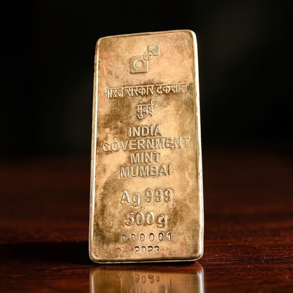 India Government Mint Mumbai 500gm Silver Low Serial Number 000001 Unique and Rare 2023 Issue