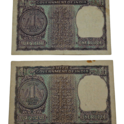 Alternative view of One Rupee Old BIG COIN Issue Year 1966 S. BHOOTHLINGAM and Year 1967 S. JAGANNATHAN Pair 2 Notes are in Collectable Grades.