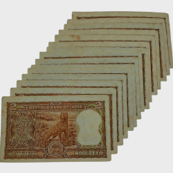 Alternative view of 2 Rupees Old ORNAMENTAL Diamond Issue Sign L.K JHA Serially 25 Notes **V.SCARE** High Collectable UNC Grades.