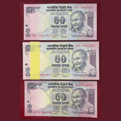50 Rupees Parliament Old Issue Rare Governor D.Subbarao Rare Serail With ( Fancy Number 384384 + 786 * Star Note )
