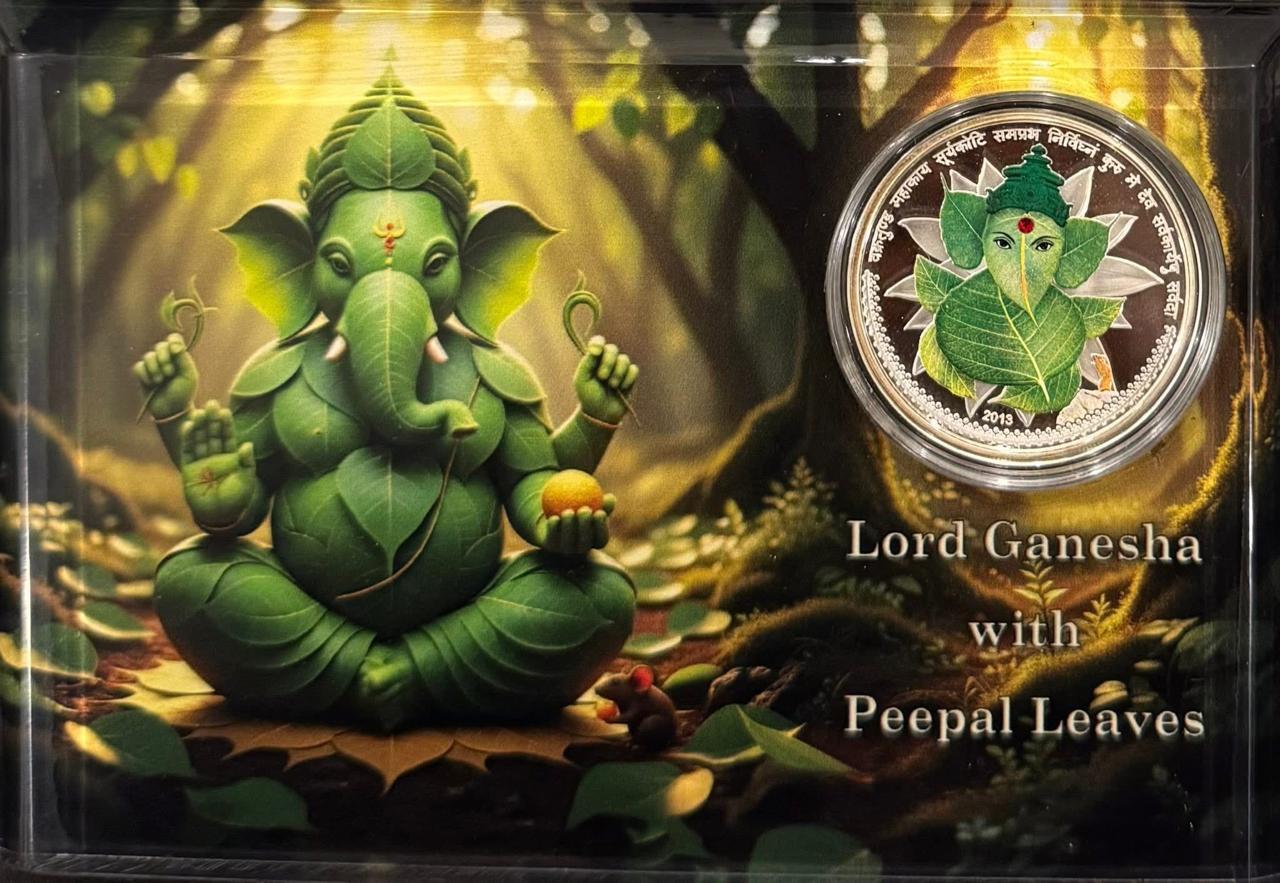 Ivory Coast 1001 Francs CFA Lord Ganesha with Peepal leaves Commemorative issue Rare Coin Set Unique and Rare