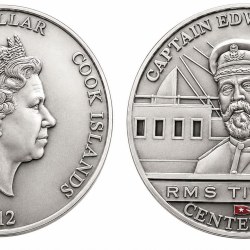 Cook Islands 1 Dollar 2012 - Elizabeth II ( Captain Edward Smith ) Rare UNC Coin with Capsule #C-118