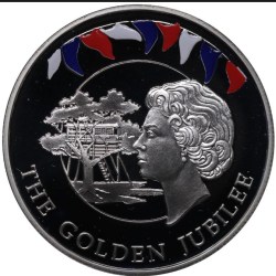 Falkland Islands 50 Pence - (Elizabeth II Tree house) 2002 Rare Unc Commemorative Coloured Coin #J-17