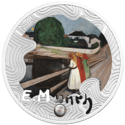 Alternative view of GIRLS ON THE BRIDGE EDVARD MUNCH 500 FRANCS (SILVER 17.50 G ) CAMEROON 2024 RARE COIN PROOF SET