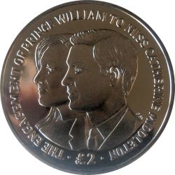 British Indian Ocean Territory 2 Pounds 2010 - Elizabeth II Royal Engagement Commemorative issue Rare UNC Coin #C-135