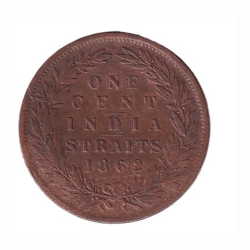 Malaysia › British Malaysia › Straits Settlements 1 Cent Victoria 1862 Rare Coin #C-321