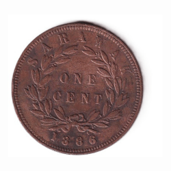 Malaysia › British Malaysia › Sarawak 1 Cent - Charles C. Brooke Rajah 1886 Rare Coin #C-330
