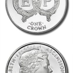Ascension Island 1 Crown 2011 - Elizabeth II Prince Philip Commemorative issue Rare UNC Coin #C-136