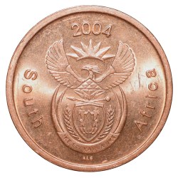 Alternative view of Bronze 5 Cents of South Africa (AD 2004) with Standing blue crane About UNC Grade
