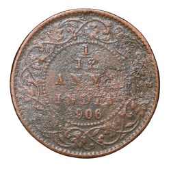 Alternative view of Copper 1/12 Anna of Edward VII (AD 1906) of Calcutta Mint