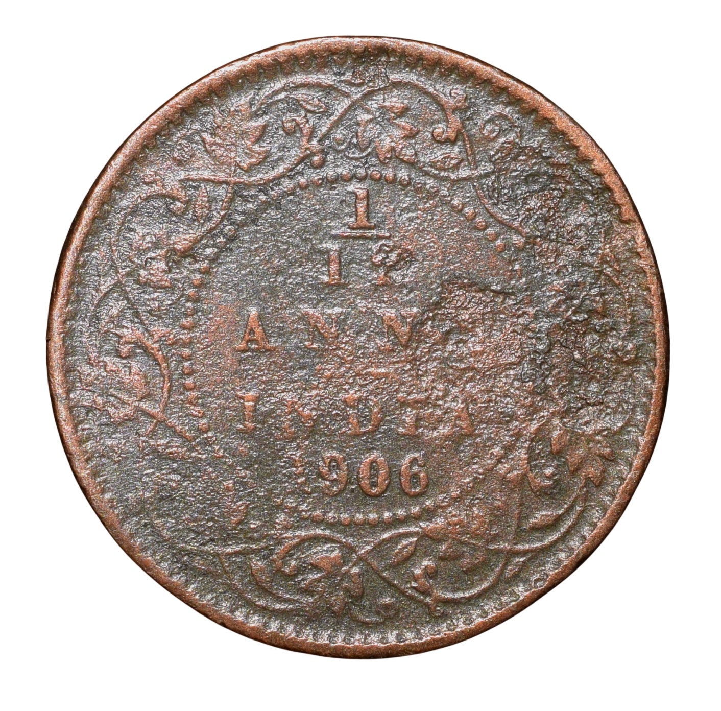 Copper 1/12 Anna of Edward VII (AD 1906) of Calcutta Mint