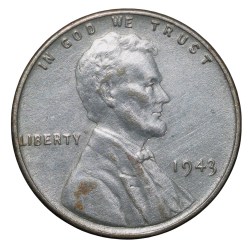 Old Zinc Plated Steel 1 Cent of USA (AD 1943) with Abraham Lincoln Very Rare