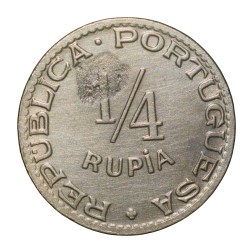 Copper-Nickel 1/4 Rupia of India Portuguesa (AD 1947) KM25 Very Rare