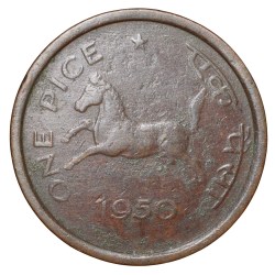Bronze Pice of Republic India (AD 1950) of Calcutta Mint Thick Plainchet Scarce