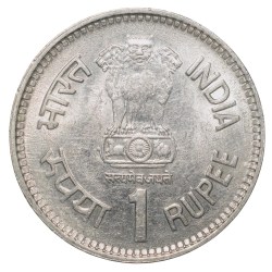 Alternative view of Copper-Nickel 1 Rupee of Republic India - Jawahar Lal Nehru (AD 1989) of Bombay Mint UNC Grade Security Edge