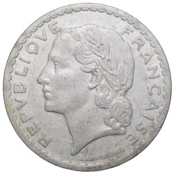 Aluminium 5 Francs of France (AD 1949) with Head of Laureate