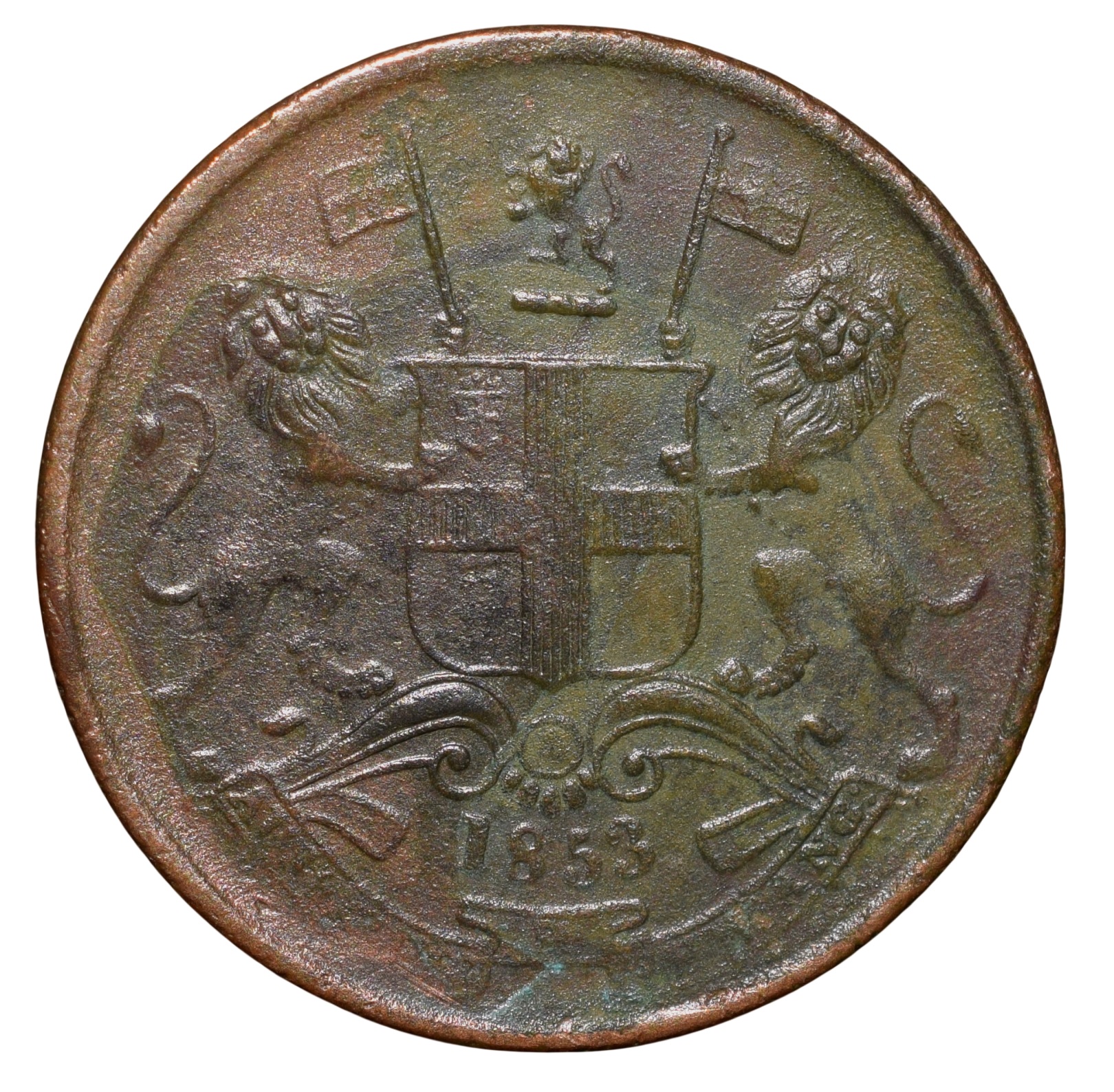 Copper 1/2 Pice of Queen Victoria - East India Company (AD 1853) of Calcutta Mint