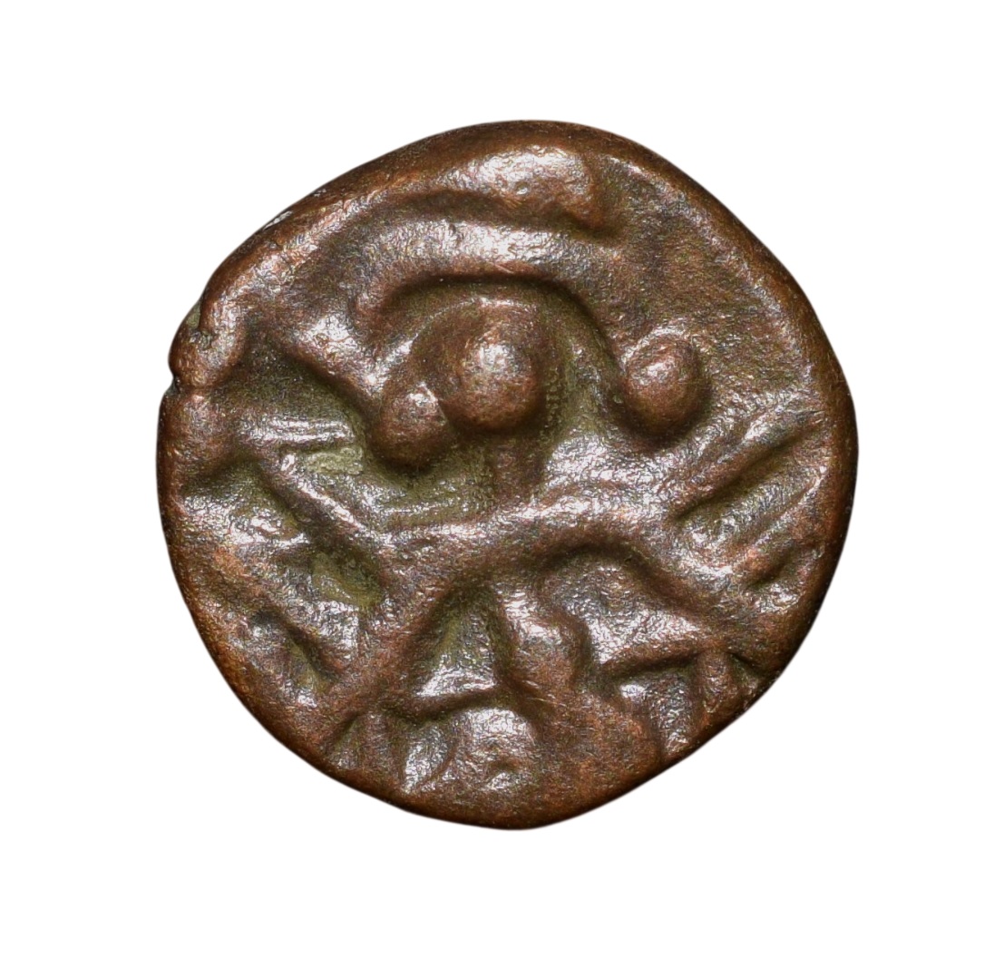 Copper Unit of Krishndevaraya(AD1509-30) of Tuluva Dynasty of Vijayanagar Empire Garuda in Virasana Beautiful Grade