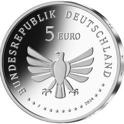 Alternative view of Germany 5 euro 2024 "Hainschwebfliege" Rare Coloured Coin C-131