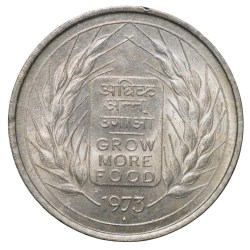 Copper-Nickel 50 Paise of Repulic India - Grow More Food (AD 1973) of Bombay Mint UNC Grade
