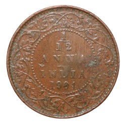 Alternative view of Copper 1/12 Anna of Edward VII (AD 1904) of Calcutta Mint