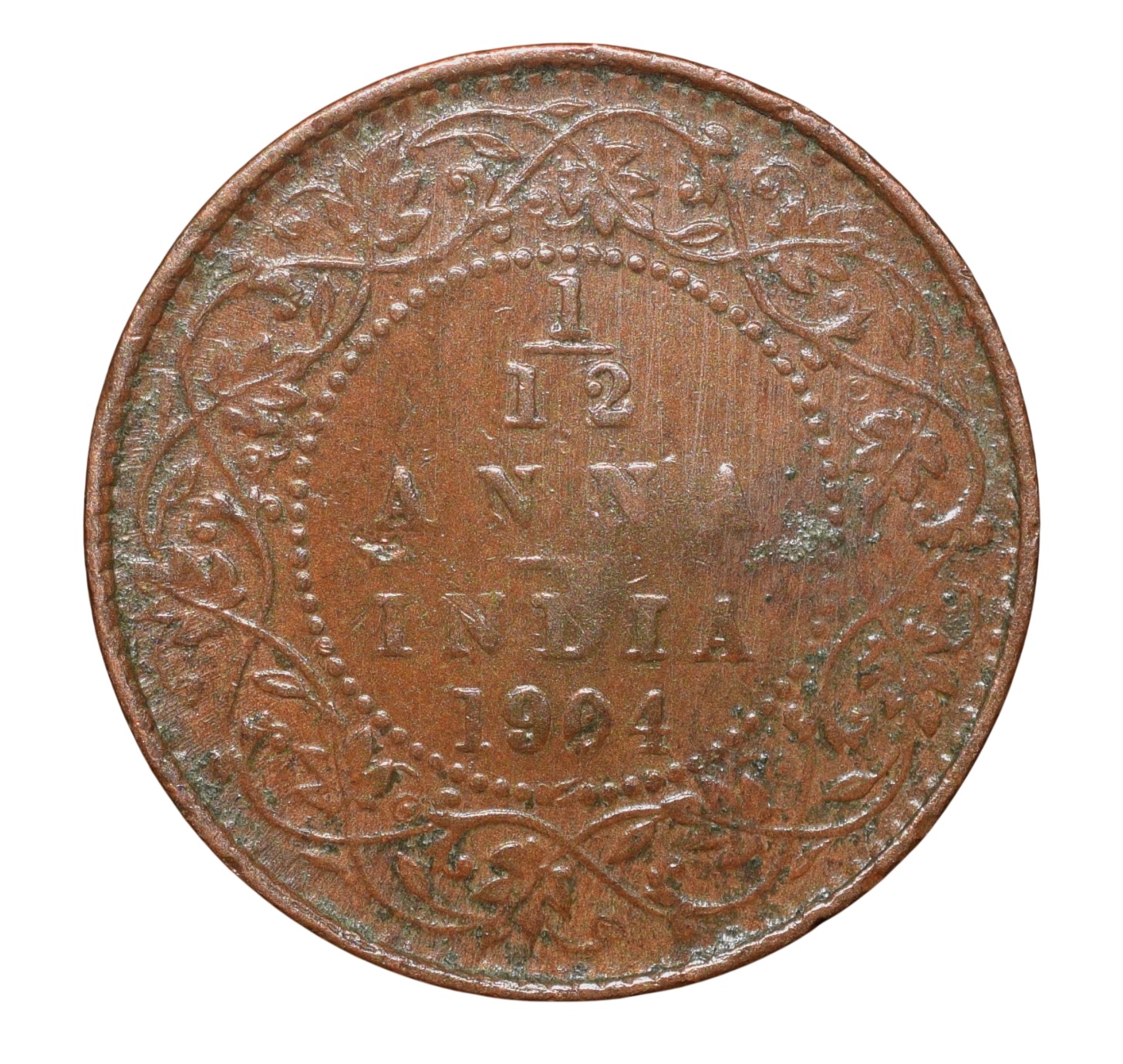 Copper 1/12 Anna of Edward VII (AD 1904) of Calcutta Mint