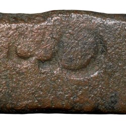 Alternative view of Copper Punch-Marked from Ancient Vidarbha Region (3rd-2nc Cen.BC) with Sun, 6-Armed, Swasik in box & Tree