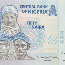 Polymer 50 Naira of Nigeria (AD 2025) with Nigerians, varied citizenry/Fishermen with big catch