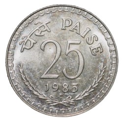 Copper-Nickel 25 Paise of Republic India (AD 1985) of Royal Canadian(Ottawa) Mint UNC Grade