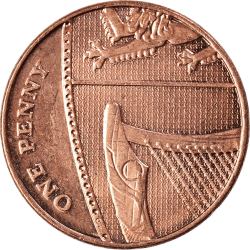 Alternative view of Bronze Penny of Elizabeth II (AD2015) of United Kingdom UNC Grade