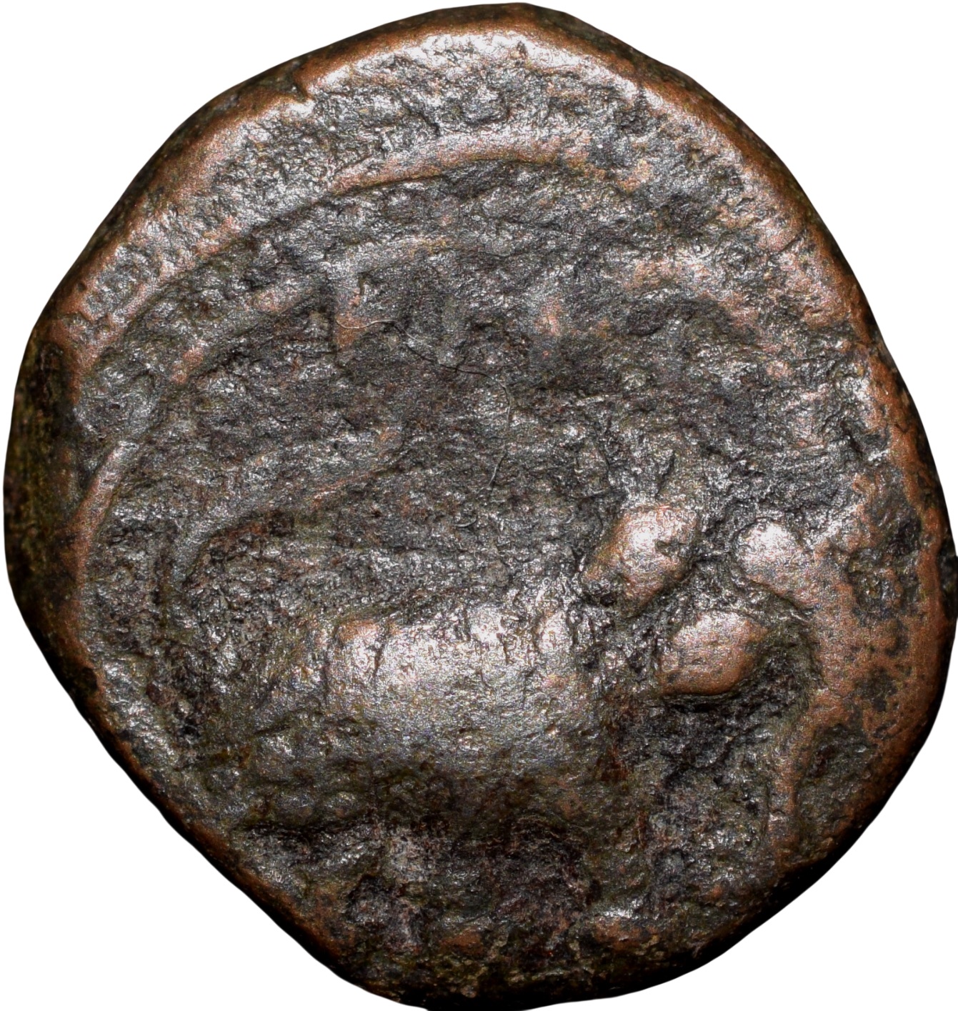 Copper 1/4 Paisa(Akhtar) of Tipu Sultan(AD 1787-99) of Mysore Kingdom Faiz Hisar Mint KM41.2
