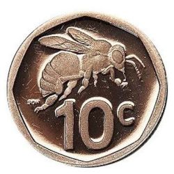 Bronze 10 Cents of South Africa (AD 2025) with A Cape honey bee (Apis mellifera capensis) UNC Grade