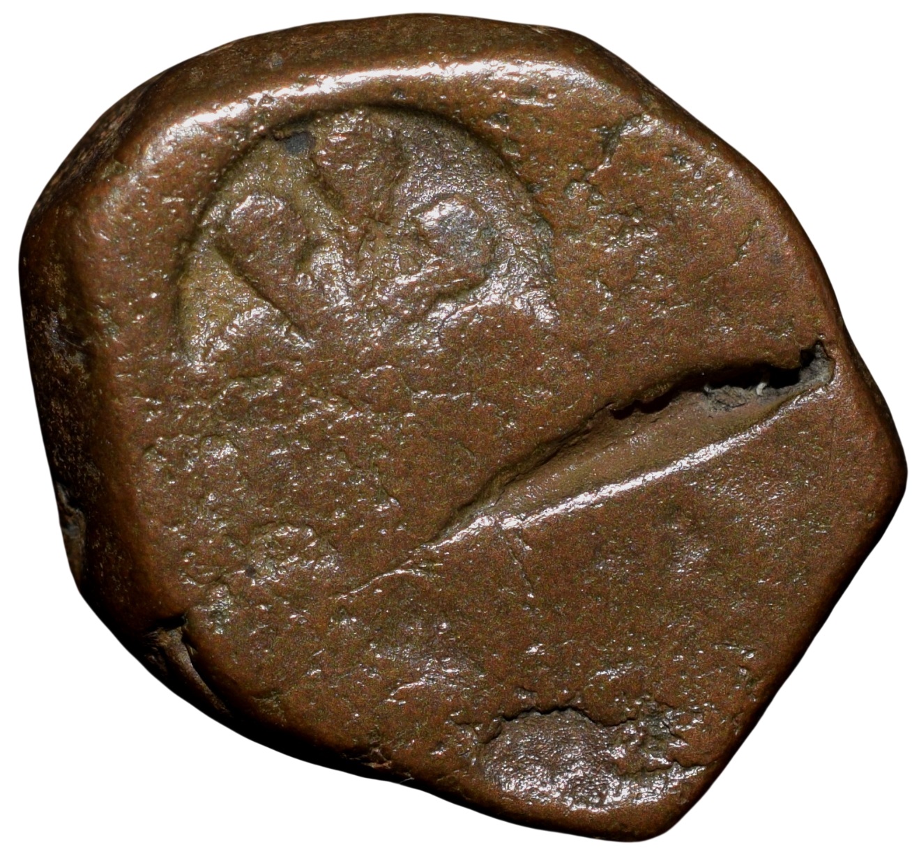 Copper Paisa of Gonds of Devogarh(15th - 16th Cen. AD) Flower / C/s Star Rare