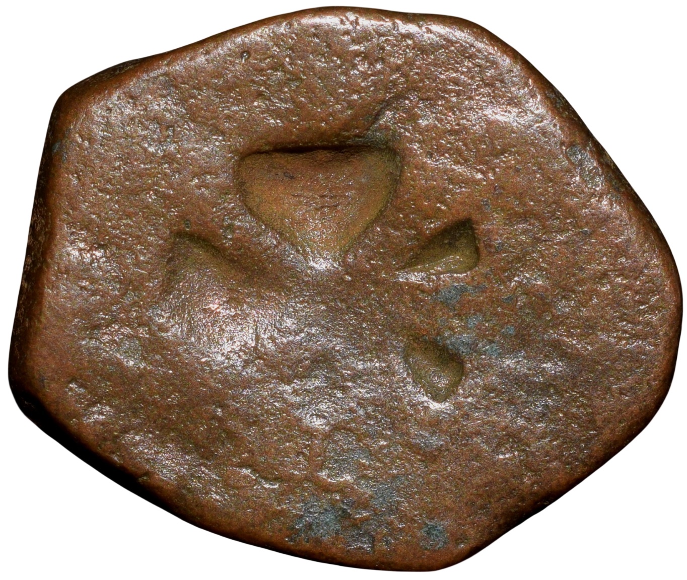 Copper Paisa of Gonds of Devogarh(15th - 16th Cen. AD) Flower / C/s Star Rare