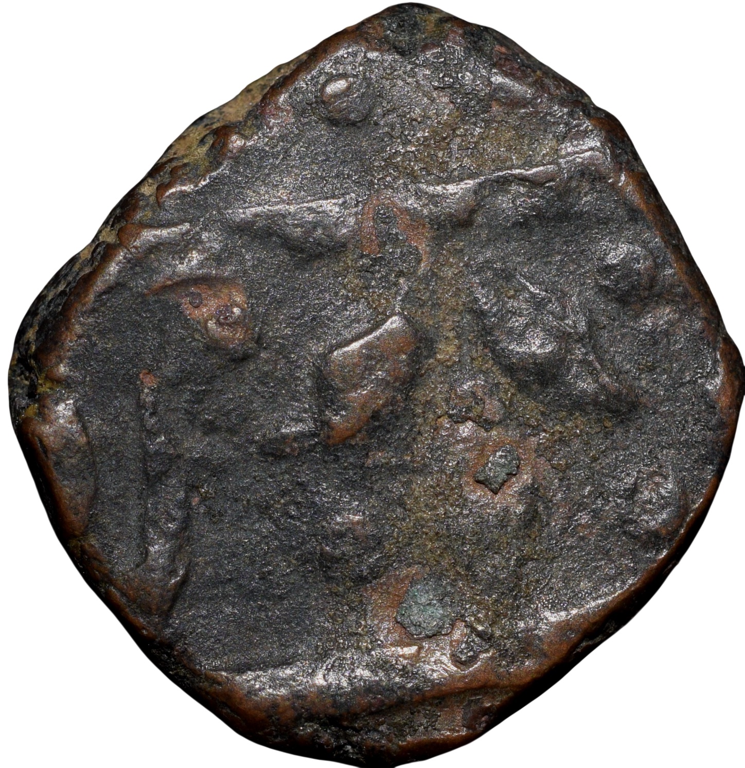 Copper 1/2 Paisa of Gwalior State INO Shah Alam II (AD 1759-1806) of Burhanpur Mint Flower Mint Mark