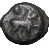 Black Cast Copper of Vidarbha(Paoni) Region (4th - 3rd Cen. BC) with Nandipad above Lion walking Right Ext. Rare