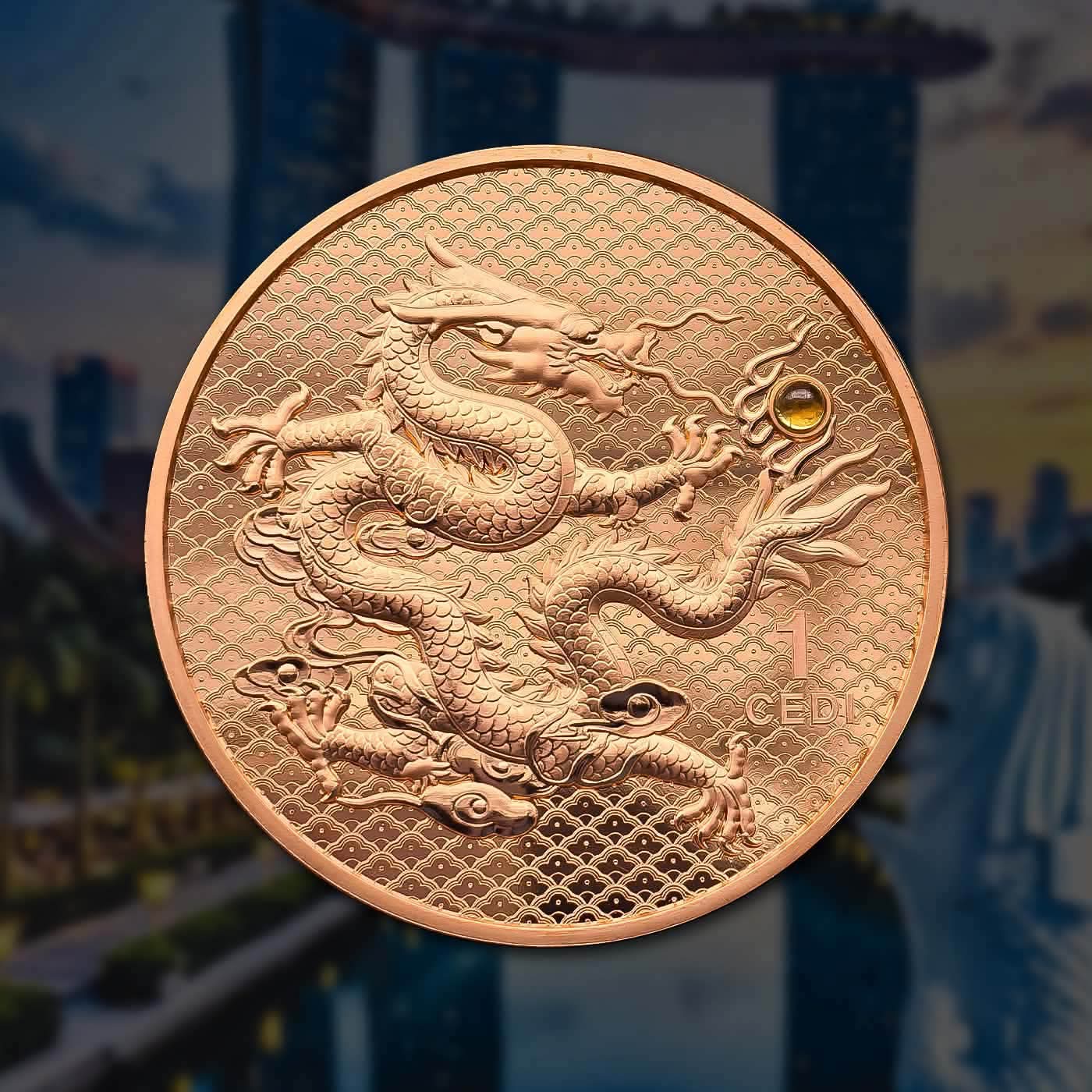 Extremely Rare Item Singapore Dragon And City 1 Ghana Sadi Proof Coin Set Year 2026 Issued The Republic of Ghana