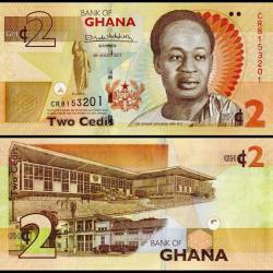 Ghana 2 Cedis World Banknote 2017 P37Ae UNC Commemorative Centennial Birthday of President Nkrumah Unique and Rare