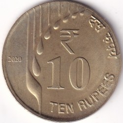 Nickel Brass Metal OMS Error Coin 10 Rupees 2020 Kolkata Mint Coin Rare