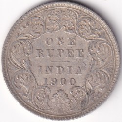 British India 1900 Victoria Empress One Rupee Silver Coin